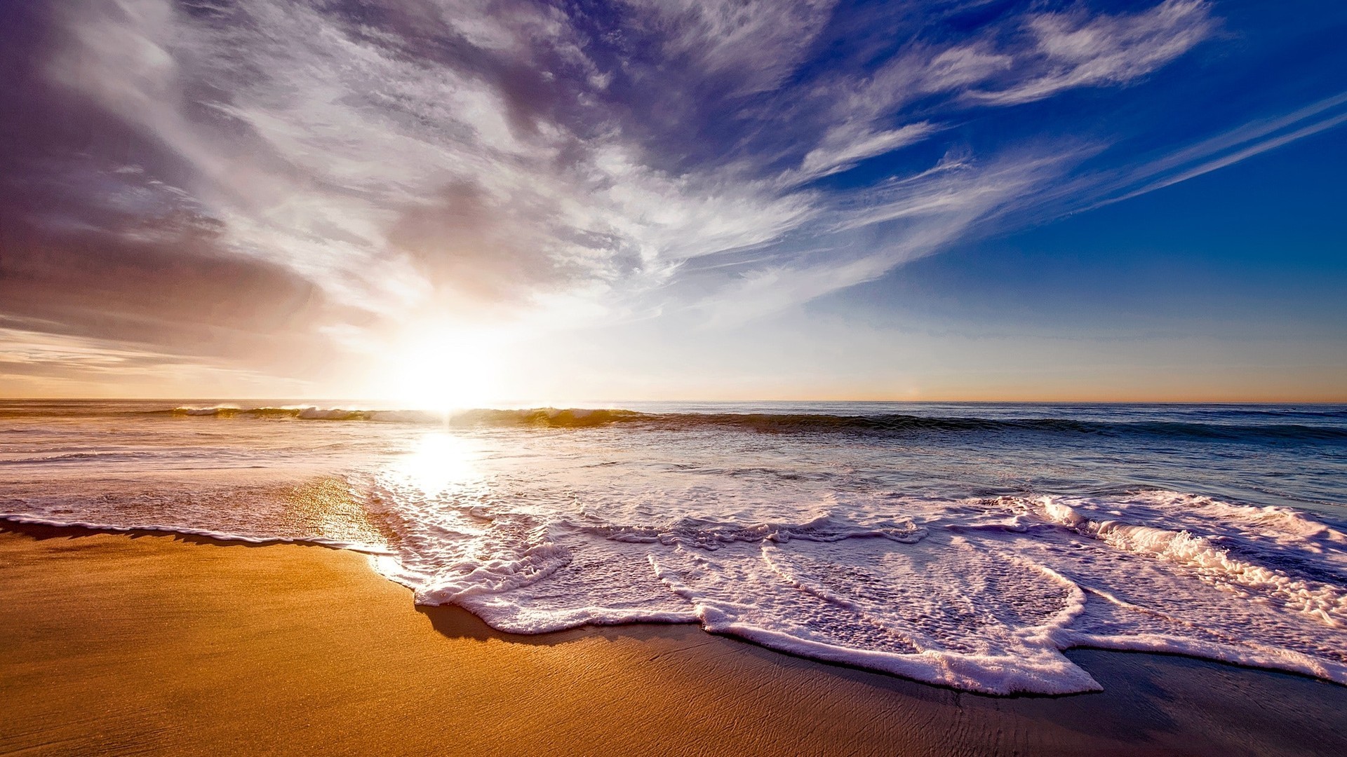 唯美浪漫海边夕阳西下照片
