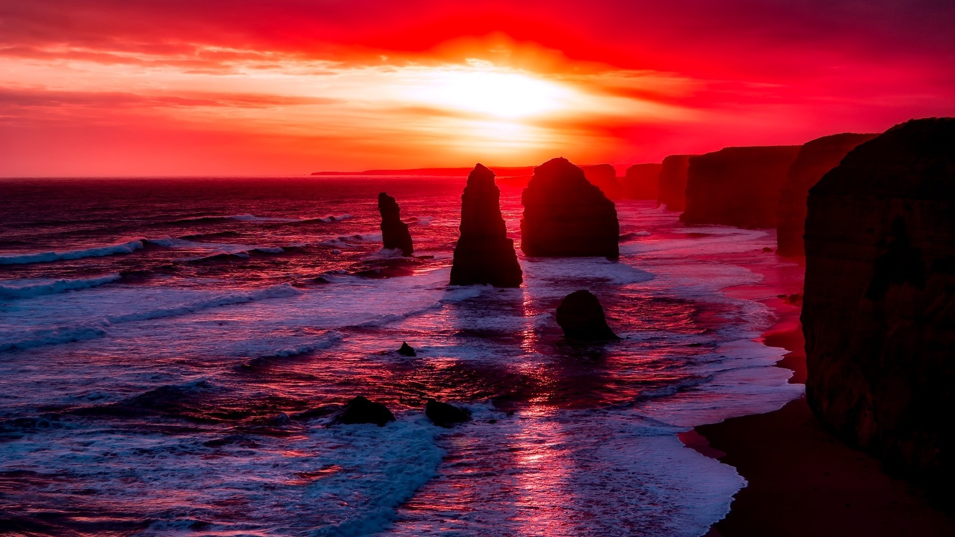 唯美浪漫海边夕阳西下照片
