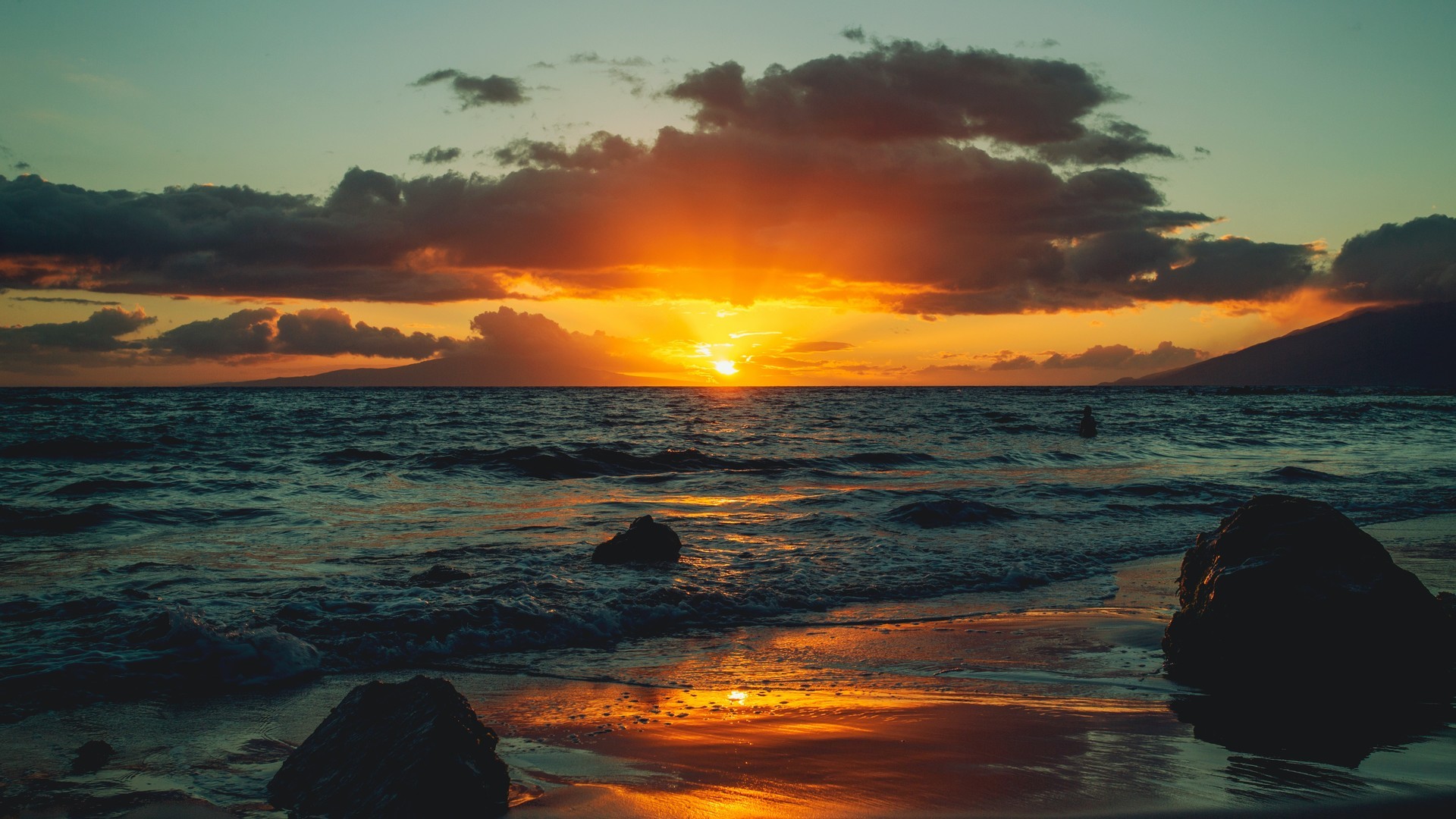 唯美浪漫海边夕阳西下照片