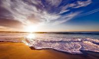 唯美浪漫海边夕阳西下照片