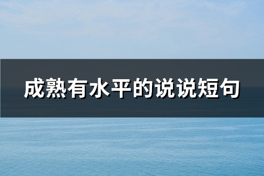 成熟有水平的说说短句(精选102句)