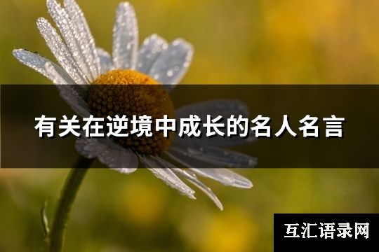 有关在逆境中成长的名人名言(优选118句)