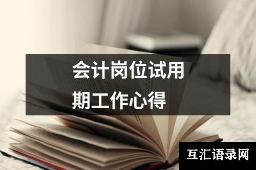 会计岗位试用期工作心得