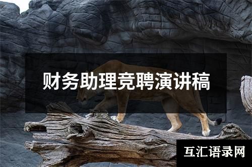财务助理竞聘演讲稿