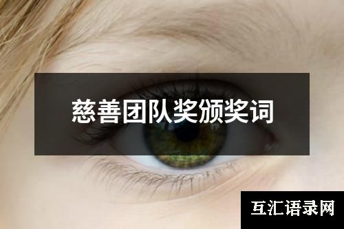 慈善团队奖颁奖词