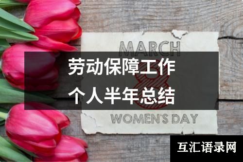 劳动保障工作个人半年总结