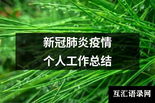 新冠肺炎疫情个人工作总结