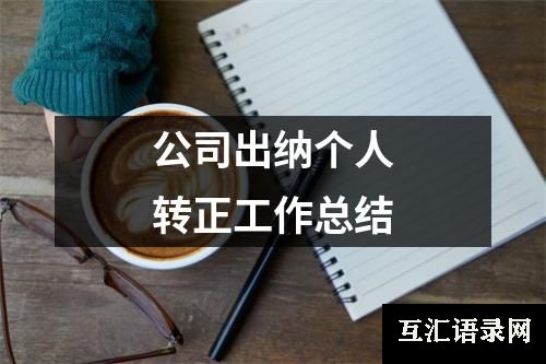 公司出纳个人转正工作总结