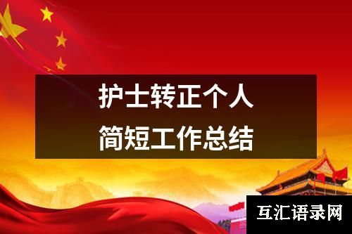 护士转正个人简短工作总结