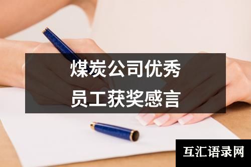 煤炭公司优秀员工获奖感言