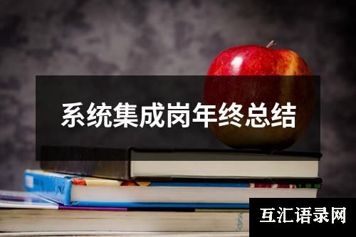 系统集成岗年终总结