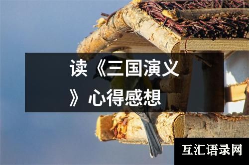读《三国演义》心得感想