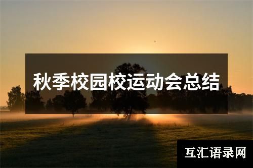 秋季校园校运动会总结
