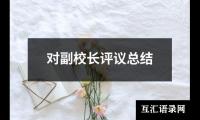 关于对副校长评议总结（精选17篇）