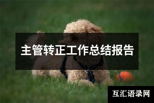 主管转正工作总结报告