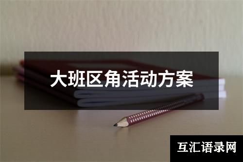 大班区角活动方案