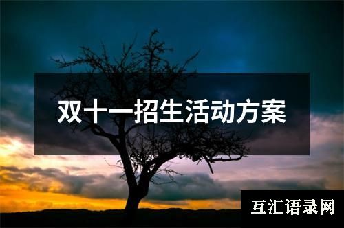 双十一招生活动方案
