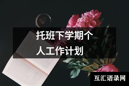 托班下学期个人工作计划