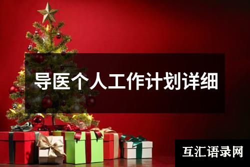 导医个人工作计划详细