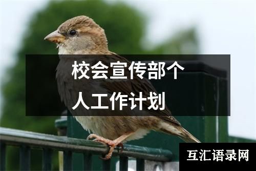 校会宣传部个人工作计划