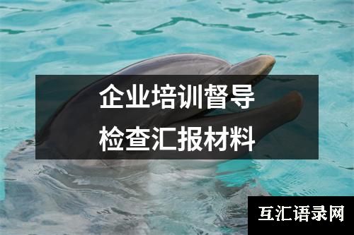 企业培训督导检查汇报材料