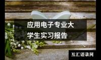 关于应用电子专业大学生实习报告（通用17篇）
