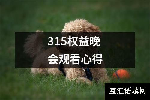 315权益晚会观看心得