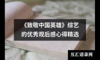 关于《致敬中国英雄》综艺的优秀观后感心得精选（共16篇）
