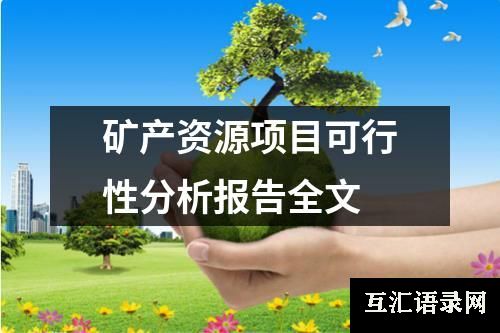 矿产资源项目可行性分析报告全文