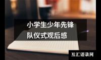 小学生少年先锋队仪式观后感