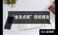 “金支点奖”获奖感言