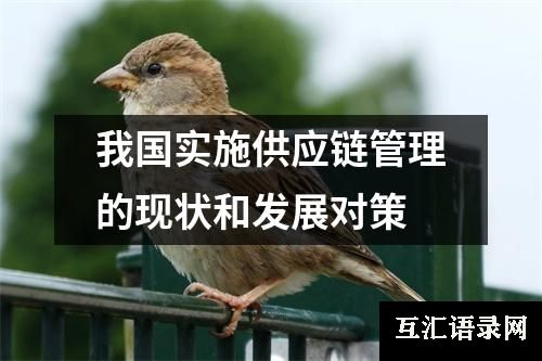 我国实施供应链管理的现状和发展对策