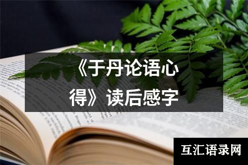 《于丹论语心得》读后感字