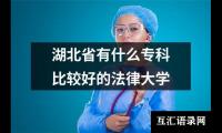 湖北省有什么专科比较好的法律大学