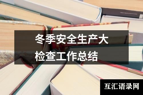 冬季安全生产大检查工作总结