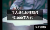 个人违反纪律检讨书1000字左右