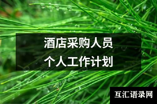 酒店采购人员个人工作计划