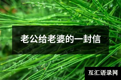 老公给老婆的一封信
