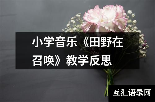 小学音乐《田野在召唤》教学反思