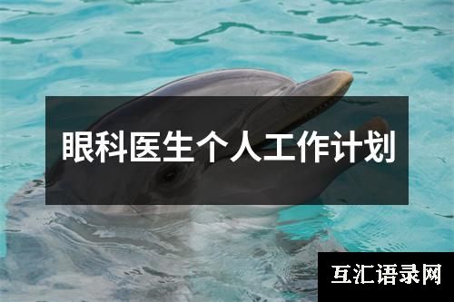 眼科医生个人工作计划