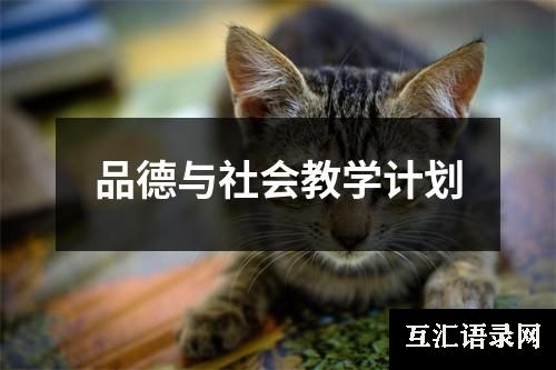 品德与社会教学计划